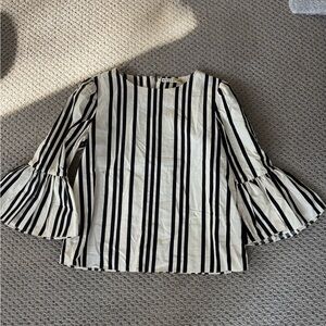 Alice + Olivia Black and White Striped Blouse